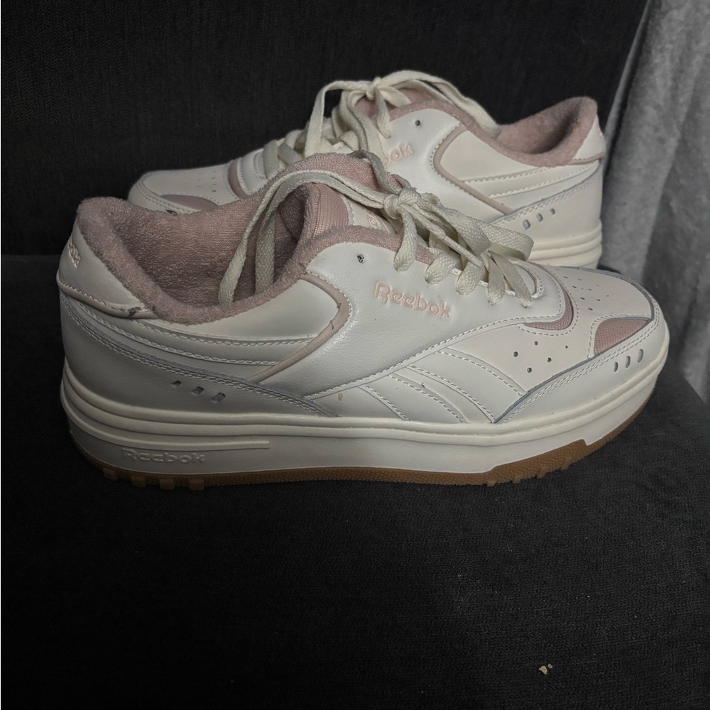 Reebok Women's Classic White and Soft Pink Sneakers